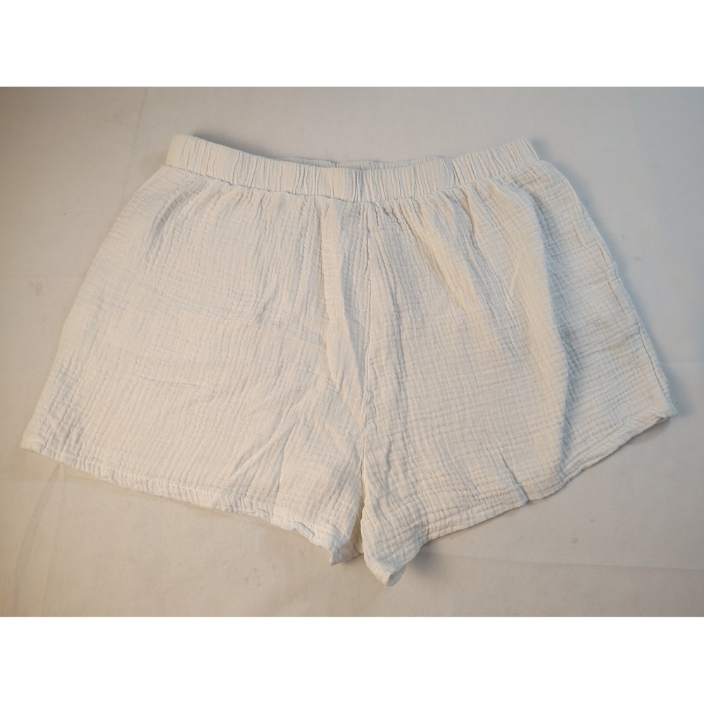 Julia by Love J White Gauze Shorts Elastic Waist Relaxed Breezy Summer Beachy Lg